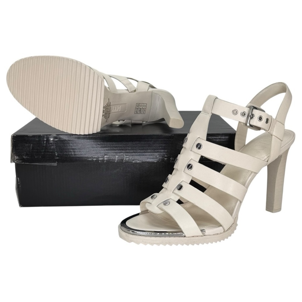 DKNY Bria Cream Leather Strappy Womens Heels Size 11M - Picture 13 of 14